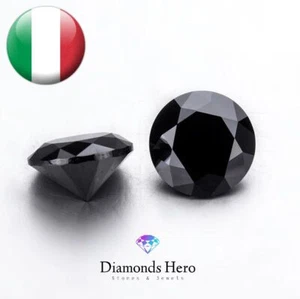 Diamante in Moissanite Nero da 0.5 ct a 7.0 ct Round Black Diamond 5-12.5 mm  - Picture 1 of 12