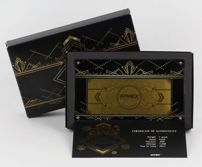 2022 APMEX Limited Edition Happy Holidays 1 gram .999 Fine Gold Foil Note - Image 1 of 3
