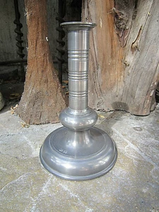 COLLECTIBLE HANDCRAFTED 6 3/4" JOHN SOMERS BRAZIL JS X MG PEWTER CANDLESTICK MIB - Picture 1 of 8