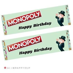 ECO, 2x unofficial Personalised Monopoly, Happy Birthday banners, 1mx30cm, Game