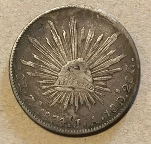 Mexico - 1874 ZsJA Large Silver 8 Reales - Popular - Picture 1 of 2