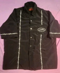 EasyRiders 2X Camicia Uomo Manica Corta con Bottoni, Nera con Bordo BarbWire, LEGGI PLS  - Foto 1 di 7