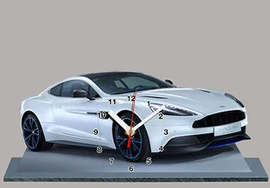 ENGLISH CAR - ASTON MARTIN -05 IN MINIATURE CLOCK - Picture 1 of 1