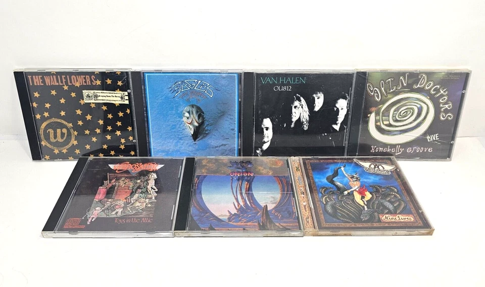 Лот из 7 рок компакт-дисков Van Halen Aerosmith The Eagles Yes Union Wallflowers Spin Doct - Изображение 1 из 4