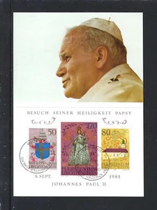 Liechtenstein 1985: Papstbesuch Johannes Paul II.; Maximumkarte mit Block 12 - Bild 1 von 1