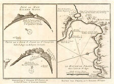 Cape Verde islands. Maio. Praia harbour, Santiago. BELLIN/SCHLEY 1747 old map