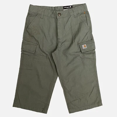 Pantalones Capri Carhartt Niños Niña’s 10 Verde Bordado Cómodo Pantalones Cortos Largos Carga Foto 1 de 4