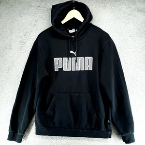 Puma Spellout Center Logo Pullover Hoodie Mens M Black Casual - Picture 1 of 23