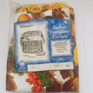 NOS Vintage Fiberglass Glass Yarns Cafe Curtain Set Fruit Bamboo Matching Rings  - Picture 1 of 11