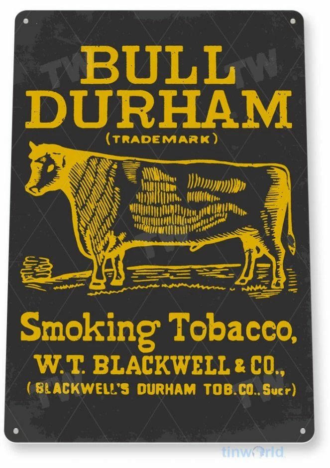 BULL DURHAM 12x18 SIGNO DE HOJALATA TABACO TABACO TABACO TABACO PIPA TABACO CAJA DE CIGARROS ANUNCIO  Foto 1 de 1