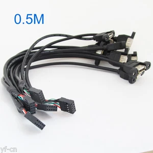 5pcs 50cm 2 Port USB A Female to Internal 2x5 way  9 Pin Header Adapter Cable - Picture 1 of 8