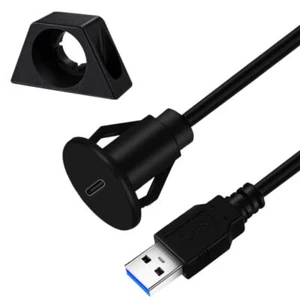 USB 3.0 Male to Female Extension Cable with Panel Mount for Dashboards - Picture 1 of 8