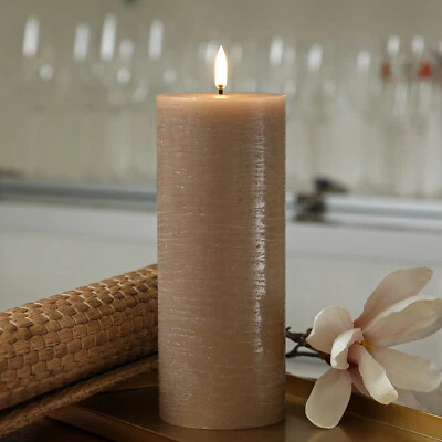 LED Kerze PIA Uyuni Rustik-Optik Echtwachs Timer H: 20cm bis zu 1000Std. - Bild 1 von 4