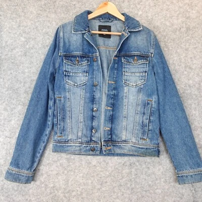 BURTON Trucker Jacket XS Blue Denim Retro Jean Distress Utility Moto Western Y2K - Image 1 of 4