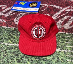 college Indiana Hoosiers Hat Cap ncaa Red Corduroy American Needle Leather Strap - Picture 1 of 4