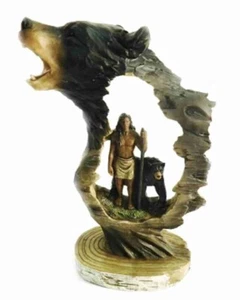 Native American Indian Sculpture Carving GRIZZLY BEAR FACE FRIEND OR FOE Art 7" - Picture 1 of 1