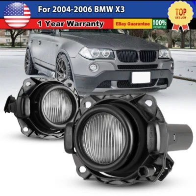 Fog Lights for 2004 2005 2006 BMW X3 E83 Driving Lamps w/Bulbs Clear Glass Lens Foto 1 de 4