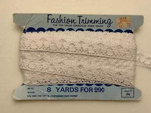 "Recorte de encaje festoneado floral blanco vintage 3/4"" ancho 8 yardas recorte de moda" - Imagen 1 de 3