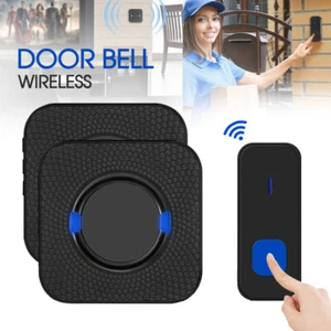 Wireless Door Bell Chime Waterproof Doorbell 2 Plugin Receivers 300M Long Range - Picture 1 of 11