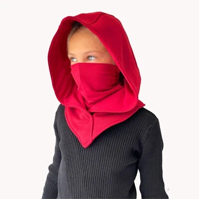 SIC HOODS Kids Red Assassin Ninja Hood Cyberpunk Mask Creed Costume Cosplay Techwear