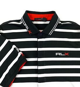 RLX Ralph Lauren Men's Performance Short Sleeve Black Stripe Golf Polo Shirt XL