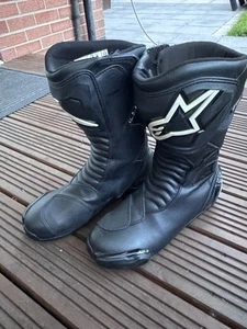 Alpinestars SMX-S WaterProof Motorcycle racing Sport Boots Black UK size 9 - Picture 1 of 11