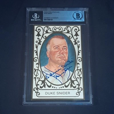 Edwin Duke Snider Signed Full Name Perez-Steele Post Card Brooklyn Dodgers HOF B - Image 1 of 3