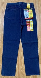 NOS Vtg 1980's RUSTLER Wrangler Heavy Denim Blue Jeans Dark Indigo 33x32 #4 px - Picture 1 of 5