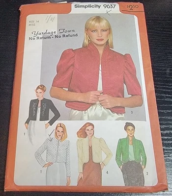 Vintage 1980 Simplicity Sewing Pattern 9537 Partially CUT Bolero/Evening Jacket - Image 1 of 3