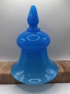 Antique French Blue Opaline Glass Dome Cloche Lamp Shade - Picture 1 of 9