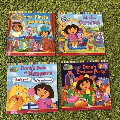 4 x Dora the explorer book bundle manners costume party carnival pirate adventur - Image 1 of 4