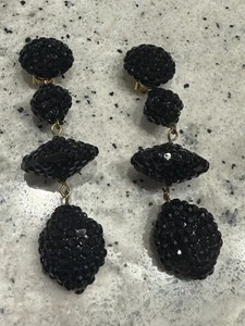 Vintage Richard Kerr Ohrringe schwarz Strass 3" Clip auf siehe Beschreibung - Bild 1 von 10
