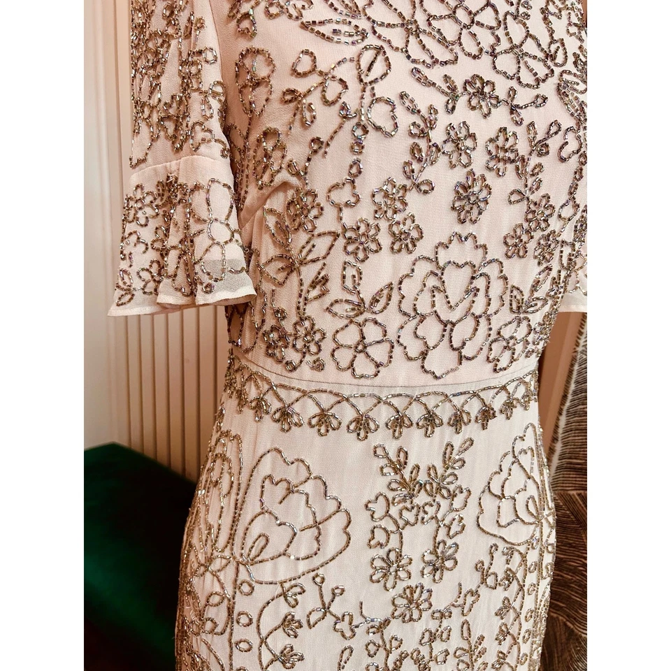 Vestido recto adornado con motivo lineal de aguja e hilo talla 2 Foto 1 de 4