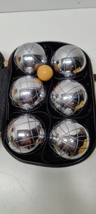 Juego de 6 bolas de petanca cromadas vintage OBUT con estuche de transporte - Imagen 1 de 6