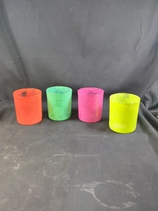 Juego de 4 Candelabros Votivos Tealight Vidrio Naranja Naranja Amarillo Neón 3"T - Imagen 1 de 15