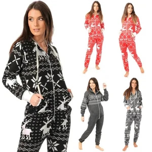 Damen 1Onesie All in 1 Azteken Fleece Pyjama Frauen Teen Kapuze Overall Playsuit - Bild 1 von 15