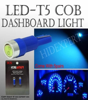 10x T5 Blue Dashboards COB LED Replacement Bulbs 8mm Instrument Lamp Gauge J115 - Image 1 of 4
