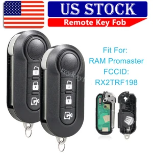 2 Flip Replacement for 2015-2021 Dodge Ram Promaster 3B Remote Key Fob RX2TRF198 - Picture 1 of 11