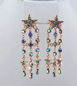 Kirks Folly Starlight Shower Pierced Earrings Rose Goldtone - Picture 1 of 4