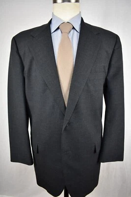 Traje chaqueta de dos botones de lana gris oscuro liso Southwick 1976-1994 talla: 44R Foto 1 de 4