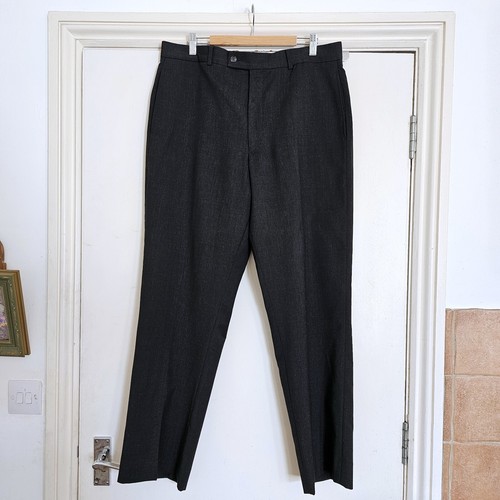 SAINT LAURENT (YSL) Yves Saint Laurent Pantaloni Grigio Carbone Uomo Lana Gamba Destra 52 S 36x30