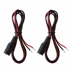 2 pack 3ft 12V 9V 2.1mm x 5.5mm DC female jack to open bare wire Adapter Cables - Picture 1 of 2