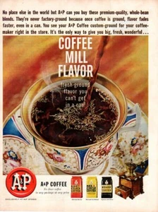 Impresión publicitaria vintage bebida café marca A&P molinillo sabor BOKAR 1963 - Imagen 1 de 1