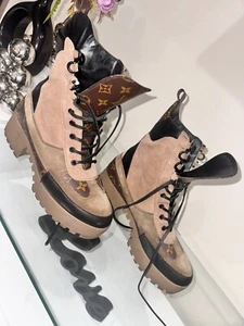LOUIS VUITTON LAUREATE DESERT PLATFORM BOOT KHAKI SUEDE SIZE 42/US 12 1A524D - Picture 1 of 9