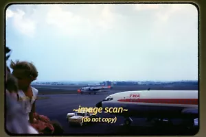 TWA N745TW Boeing 707 Aircraft & USAF C-119 in 1962, Original Slide i26a - Picture 1 of 2