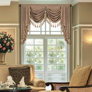 Thick Chenille Waterfall Valance for Living Room, Luxury Swag Valances with Mult - Picture 1 of 7