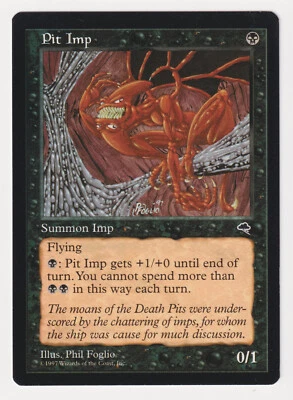Pit Imp Proof MP Tempest Artist Phil Foglio 1997 WOTC MTG Magic AP Vintage Black - Image 1 of 2