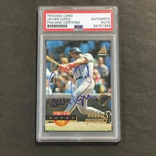 1992-93 Pinnacle #239 Javier Lopez Signed Card AUTO PSA Slabbed Braves