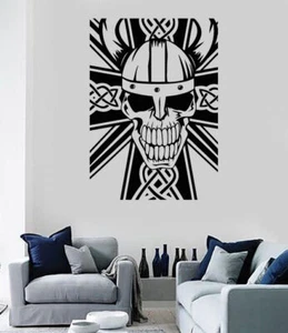 Vinyl Decal Wall Sticker Celtic Cross and Skull Decor (n802) - Picture 1 of 3