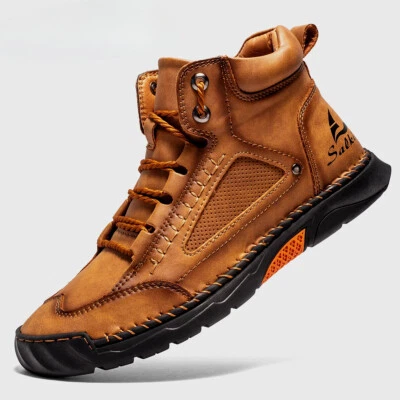 Men Classical Ankle Boots Soft Genuine Leather Sneakers Handmade Casual Shoes - Image 1 of 4